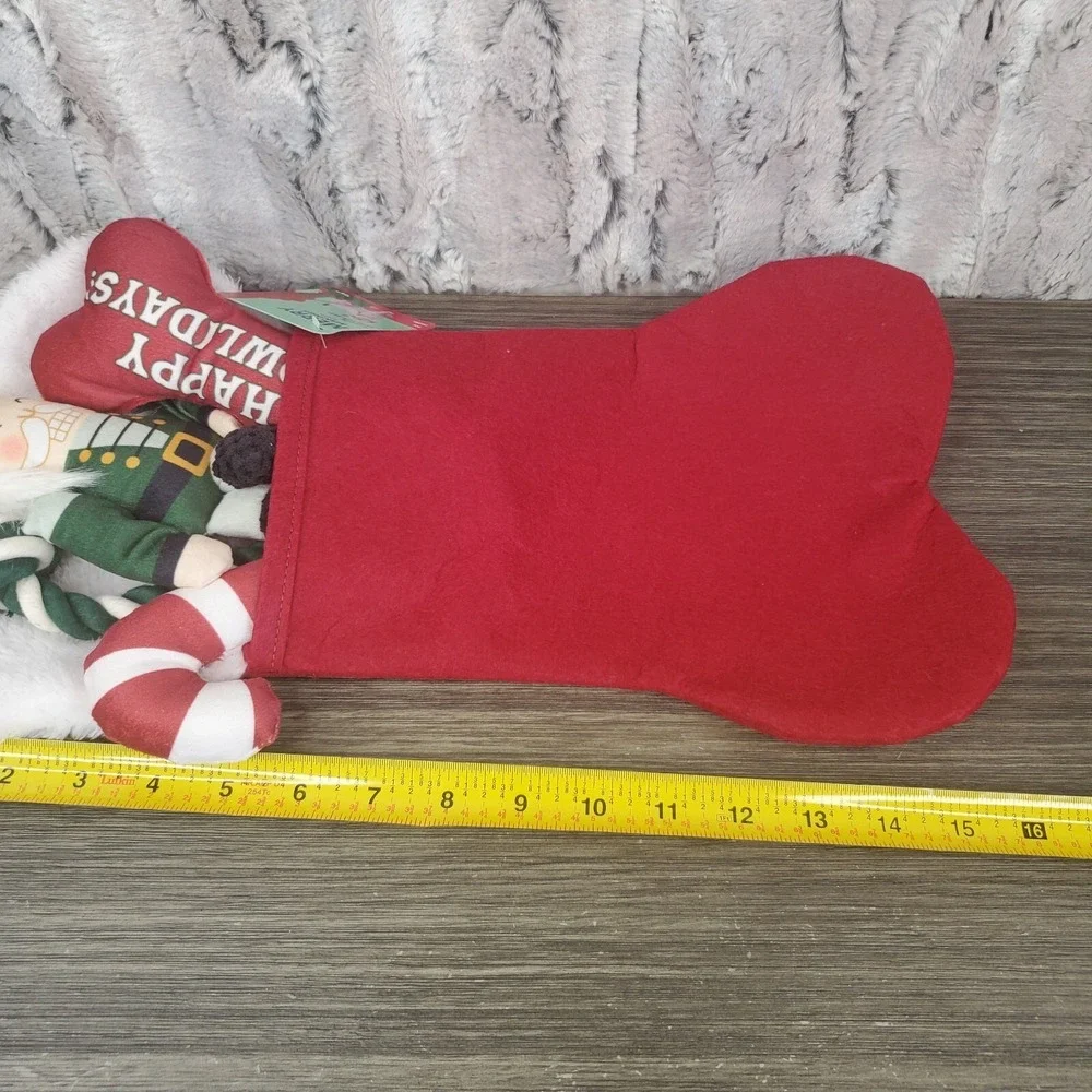 Merry Makings Red Premium Pre-stuffed Pet Stocking Dog‎ Toys, Medium Bone Shape